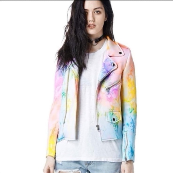 Rainbow Moto Jacket UNIF IDYE Women’s Size Large - Picture 3 of 10